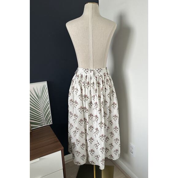 Brock Collection Womens Silk Cotton Floral Midi Skirt Button Pockets Italy - Picture 14 of 16